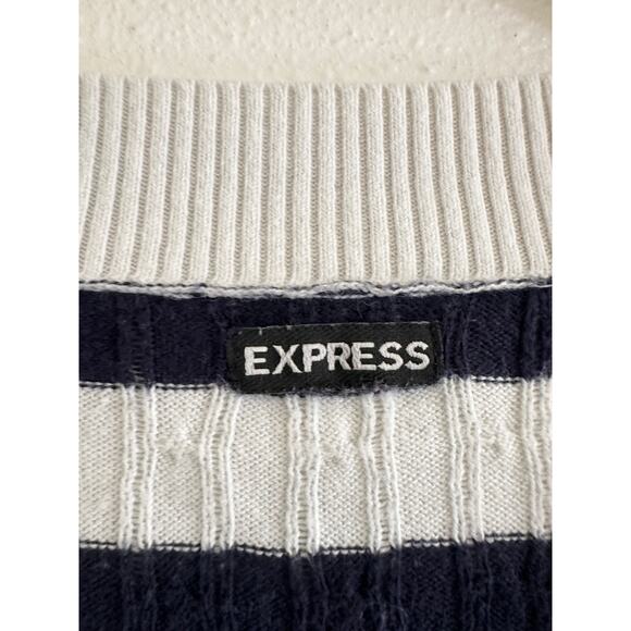 Y2K Navy & White Stripe V-Neck Sweater - Picture 5 of 8